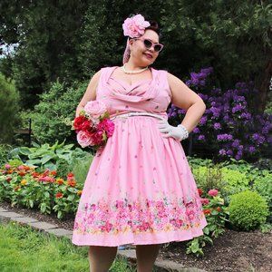 Lindy Bop Ophelia Pink Border dress